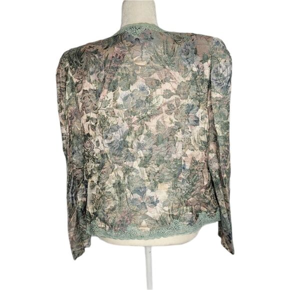 VINTAGE 80s does Victorian blazer metallic tapestry floral jacket 16W - Picture 4 of 15